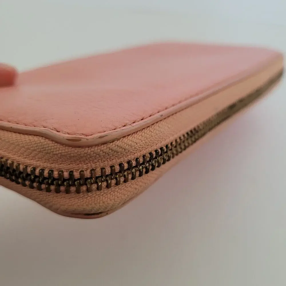 Marc By Marc Jacobs Light Pink Zip Around Wallet Large Continental Logo Designer